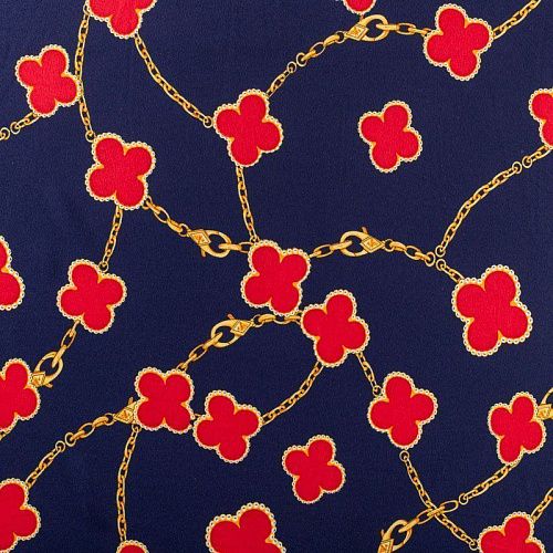 Креп-шифон 027-01570 темно-синий принтованный