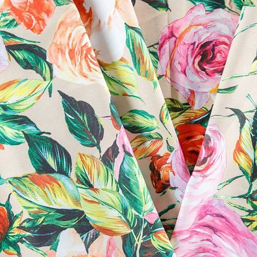 Вискоза "Лоренцо" 036-08213 бежевый принтованный