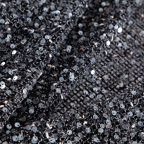 Сетка с пайетками 050-20755 черный меланж