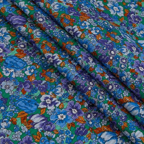 Хлопок фактурный 063-16126 бирюзово-голубой принтованный