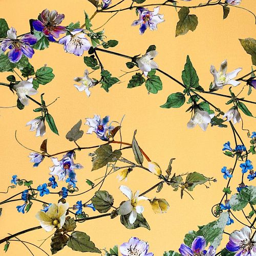 Шелк натуральный К32-162 желтый принтованный