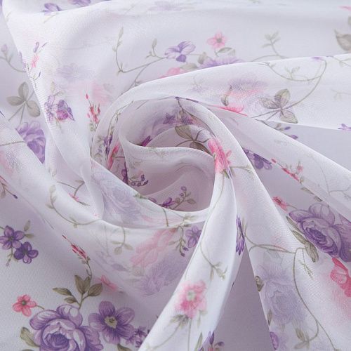 Тюль вуаль без утяжелителя 03-01-13787 белый принтованный