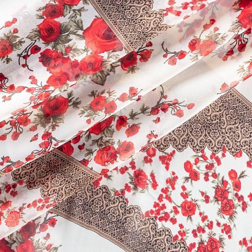 Шифон 068-01875 белый принтованный