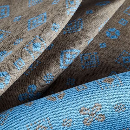 Трикотаж 2-х сторонний вязаный 056-05814 хаки/голубой