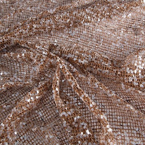 Сетка с пайетками 050-20754 коричневый меланж