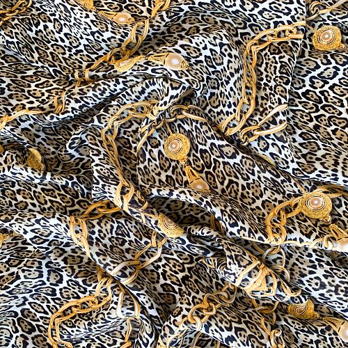 Крепдешин натуральный К32-243 бежево-серый принтованный