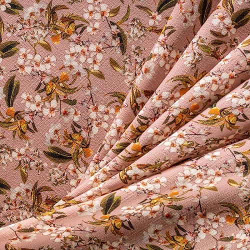 Шелк-шерсть натуральный К36-118 старо-розовый принтованный