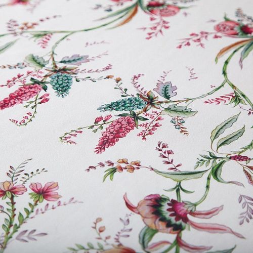 Креп-шифон шелковый 027-19851 молочный принтованный