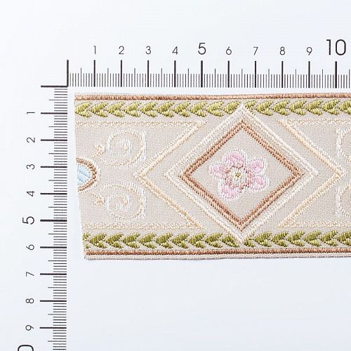 Бордюр велюровый 6 см 0000-357-104-021 бежевый с ромбом