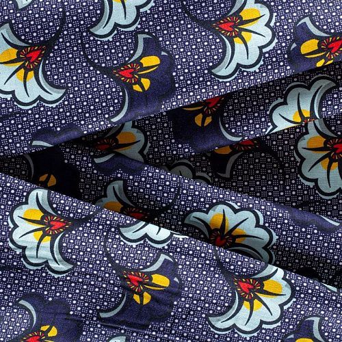 Лен-вискоза 035-00941 синий принтованный