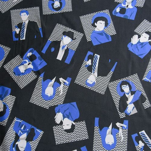 Креп 026-12232 черный принтованный