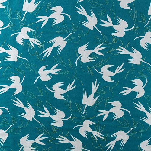 Твил-штапель 069-00953 темно-бирюзовый принтованный