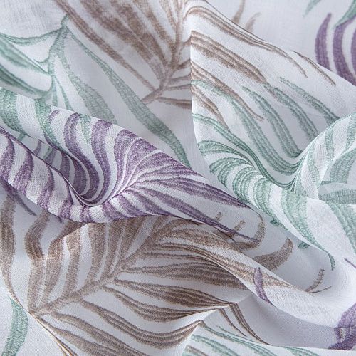 Тюль под лен 05-01-13159 белый принтованный