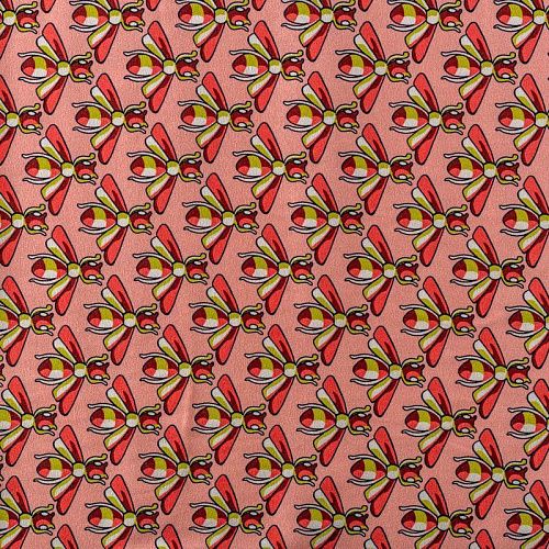 Шелк натуральный К13-198 персиково-розовый принтованный