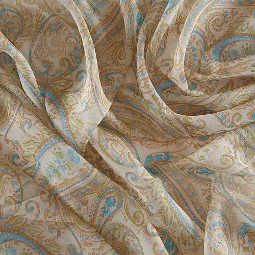 Шифон 068-17371 разбеленный желтый принтованный