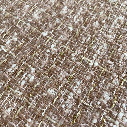 Твид шанель К22-357 бежево-молочный с люрексом