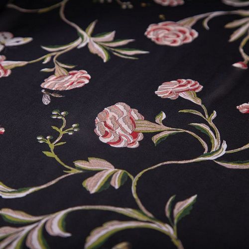 Креп-шифон шелковый 027-19853 черный принтованный