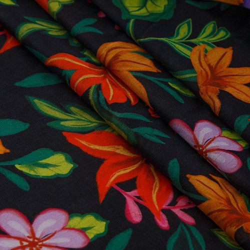 Батист 003-16460 черный принтованный