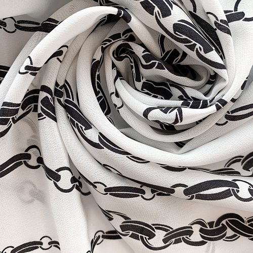 Крепдешин натуральный К32-322 белый принтованный