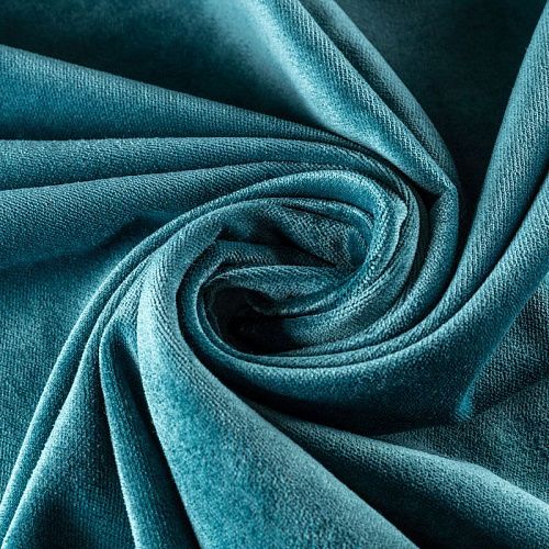 Ткань портьерная бархат 529-02-144 сине-зеленый однотонный