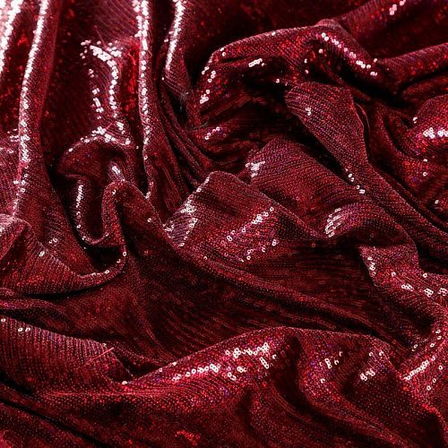 Ткань с пайетками 055-03055 бордовый однотонный