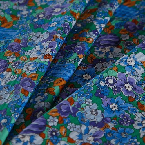 Хлопок фактурный 063-16126 бирюзово-голубой принтованный