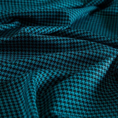 Ткань костюмная 025-14711 бирюзово-зеленый принтованный