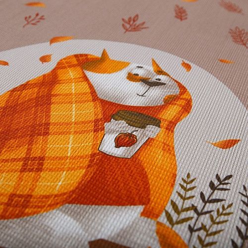 Полотно вафельное 007-15302 бежевый принтованный