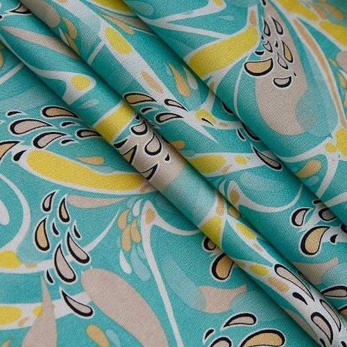 Штапель 069-17432 мятно-бирюзовый принтованный