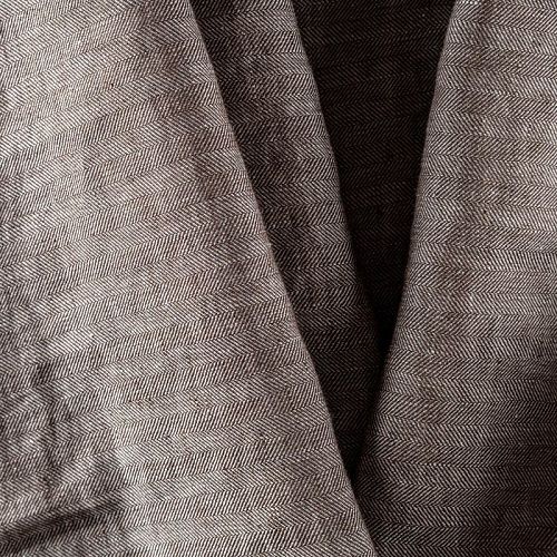 Лен натуральный К36-117 серо-коричневый жаккардовый