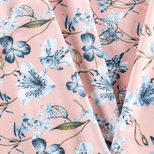 Вискоза "Лоренцо" 036-08215 выбеленный персиковый принтованный