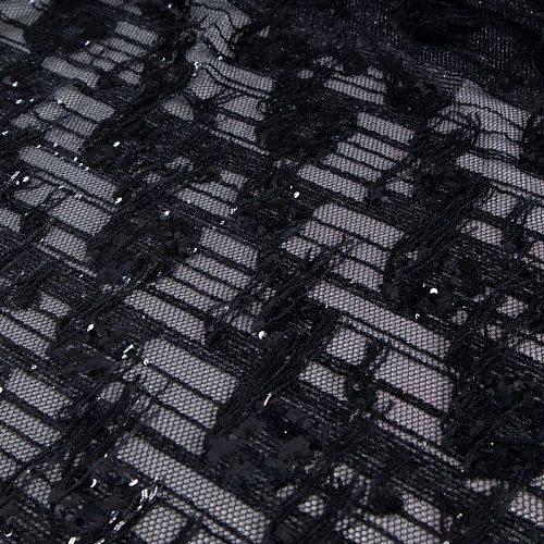 Сетка с вышивкой и пайетками 055-20761 черный