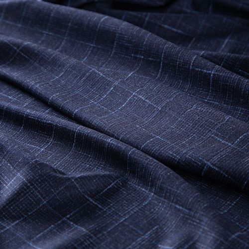 Шерсть костюмная 025-19979 серо-синий клетка