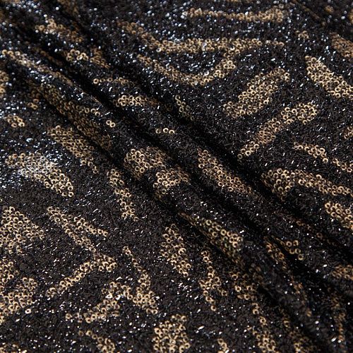 Пайетки на трикотажной основе 055-16234 черный/золото