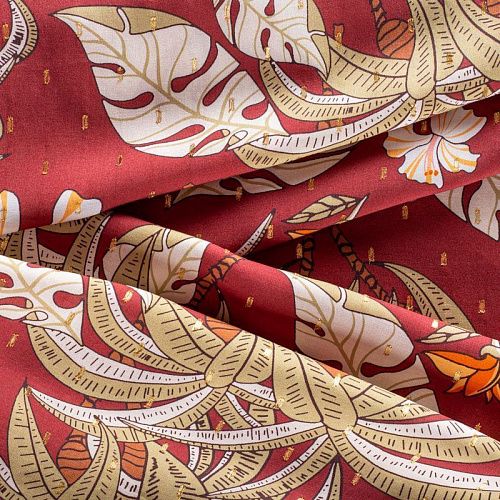 Штапель с люрексом 069-1010 терракотовый принтованный