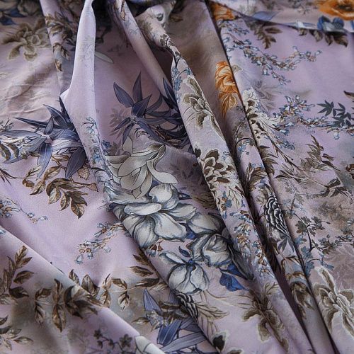 Вискоза "Лоренцо" стрейч 036-17691 светло-лавандовый принтованный