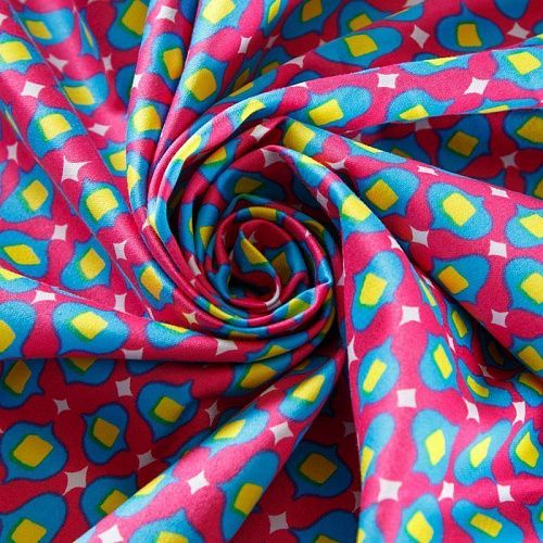 Сатин-коттон стрейч 063-12323 розовый принтованный