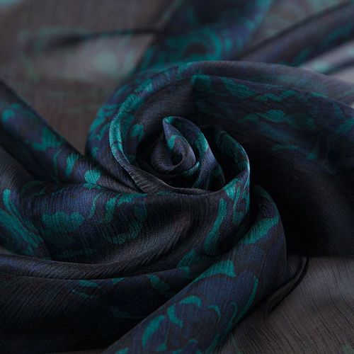 Шифон-жатка шелковый 068-12213 черный принтованный