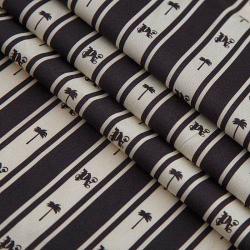 Хлопок 063-16645 черно-молочный полоска