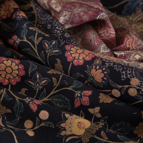 Шерсть плательная (купон) Etro 066-19196 черный принтованный