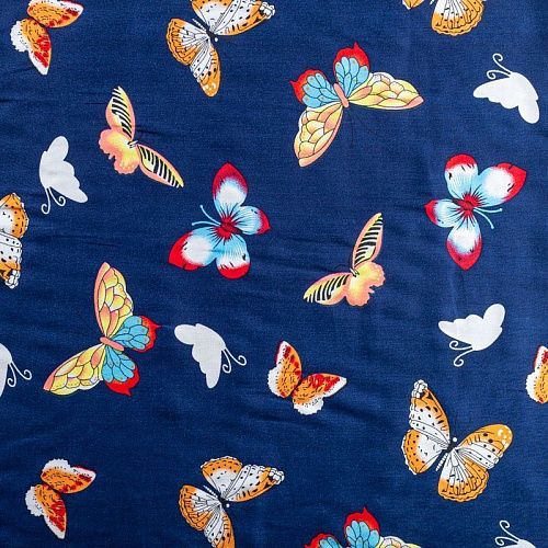 Штапель 069-01599 темно-синий принтованный