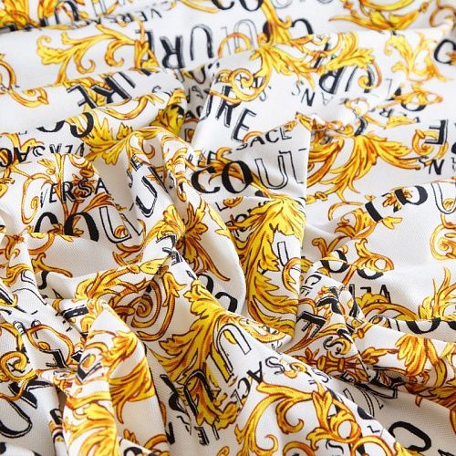 Трикотаж пике 056-12514 белый принтованный