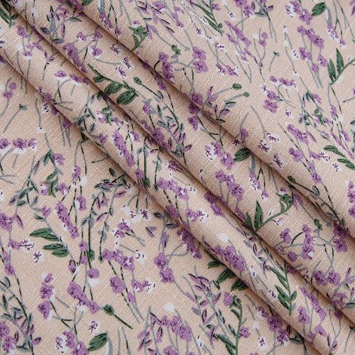 Лен-вискоза 035-13866 разбеленный персиковый принтованный