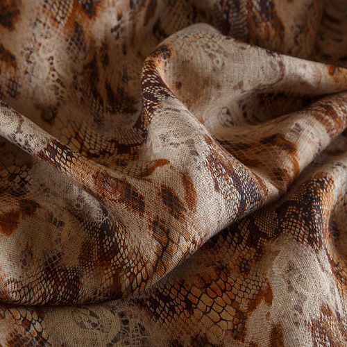 Лен натуральный Salvatore Ferragamo 035-16965 серо-бежевый принтованный