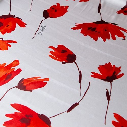 Шелк натуральный стрейч Blumarine 064-20071 молочный принтованный