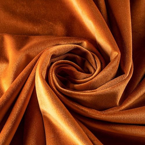 Ткань портьерная бархат h-290 см 09-02-00065 золотистая охра однотонный