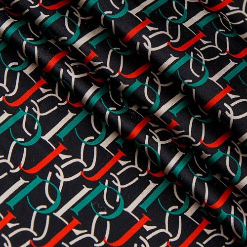 Шелк синтетический 065-13792 черный принтованный