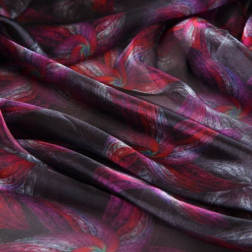 Шифон 068-17412 черный принтованный