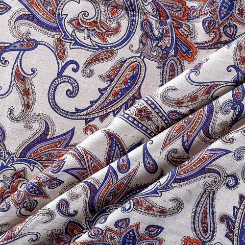 Вискоза с люрексом 009-00901 молочный принтованный