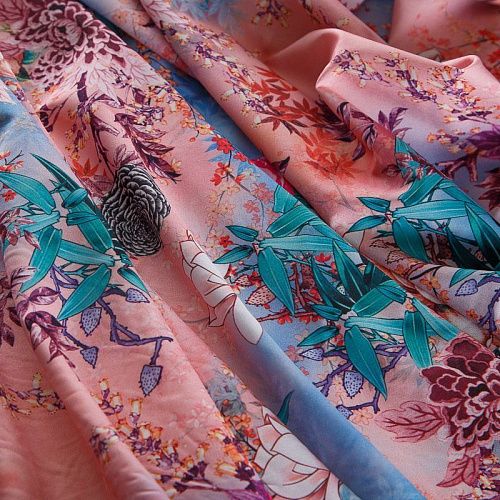 Вискоза "Лоренцо" стрейч 036-17683 розовый принтованный